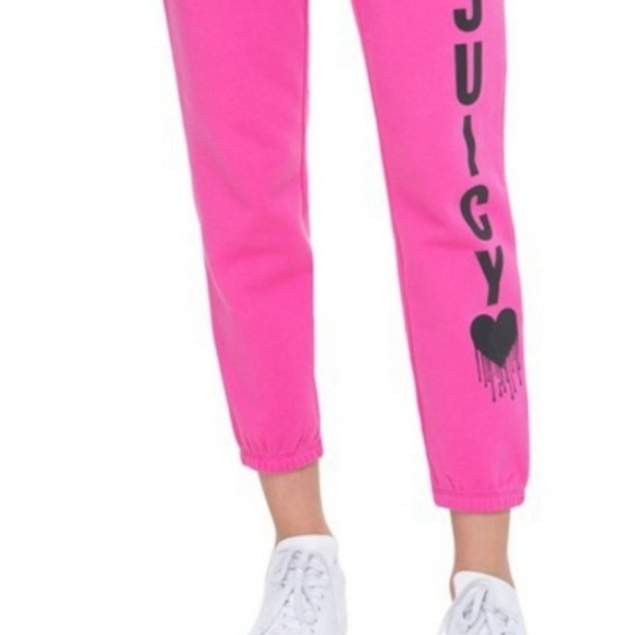 JUICY COutoureE crop sweat , track pants HOT PINK - Picture 1 of 2